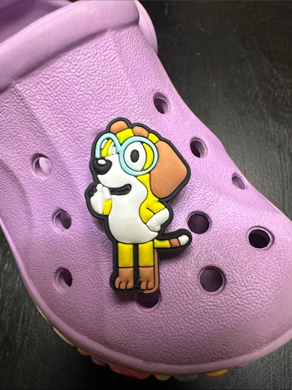 Bluey character shoe charms. Honey I believe.